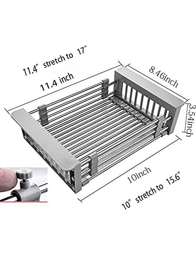 CARNAVAL Retractable Stainless Steel Sink Strainer Drain, Telescopic Drain Basket with Adjustable Armrest, Kitchen Rack Drain Basket, Over The Sink Dish Drying Rack - Image 3
