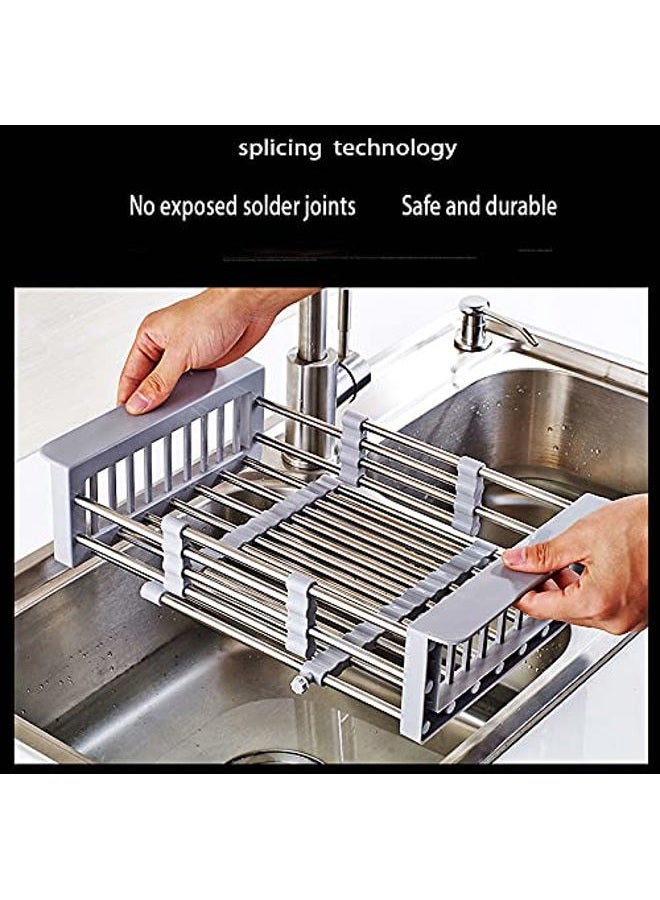 CARNAVAL Retractable Stainless Steel Sink Strainer Drain, Telescopic Drain Basket with Adjustable Armrest, Kitchen Rack Drain Basket, Over The Sink Dish Drying Rack - Image 5