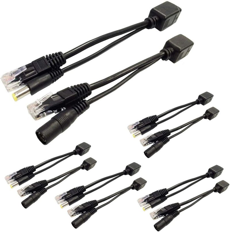 exgoofit 5 Pairs Passive PoE Injector and PoE Splitter Kit with 5.5x2.1 mm DC Connector RJ45 Power Over Ethernet - Image 1