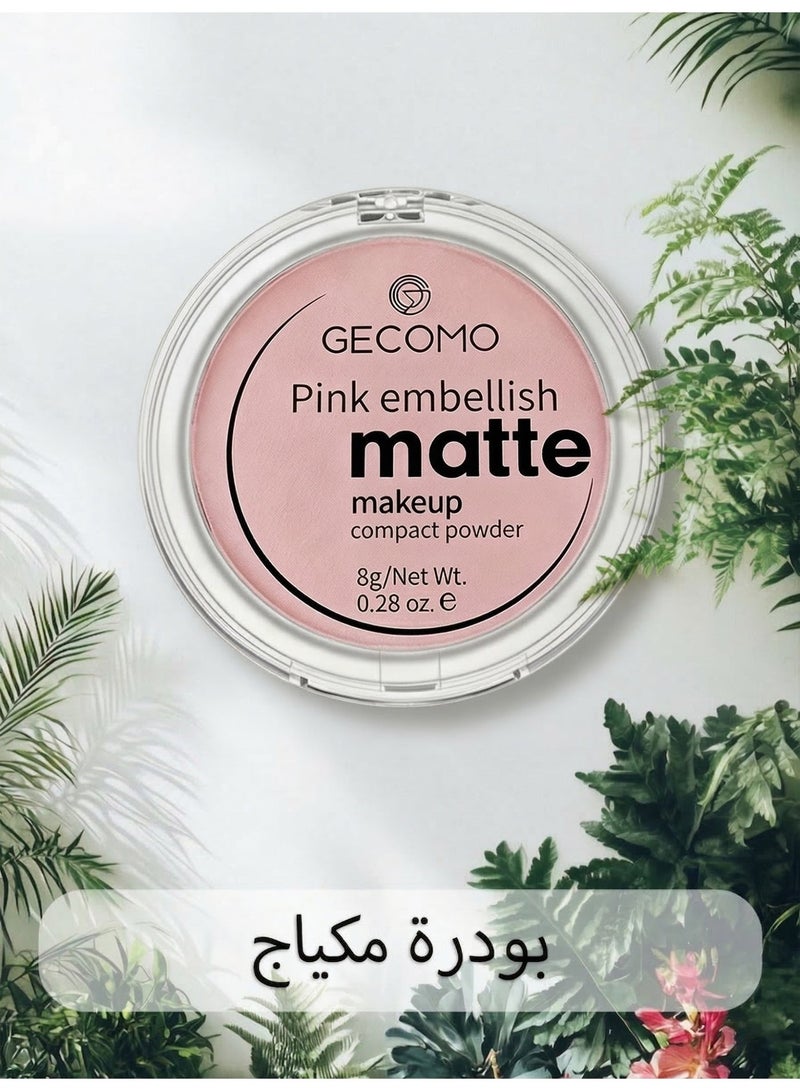 Gecomo Matte Pressed Powder, Long-Lasting Oil Control Face Setting Powder Compact, Waterproof & Pore-Minimizing Finish, 8g - C# Radiant Glow (Shimmer) - Image 1