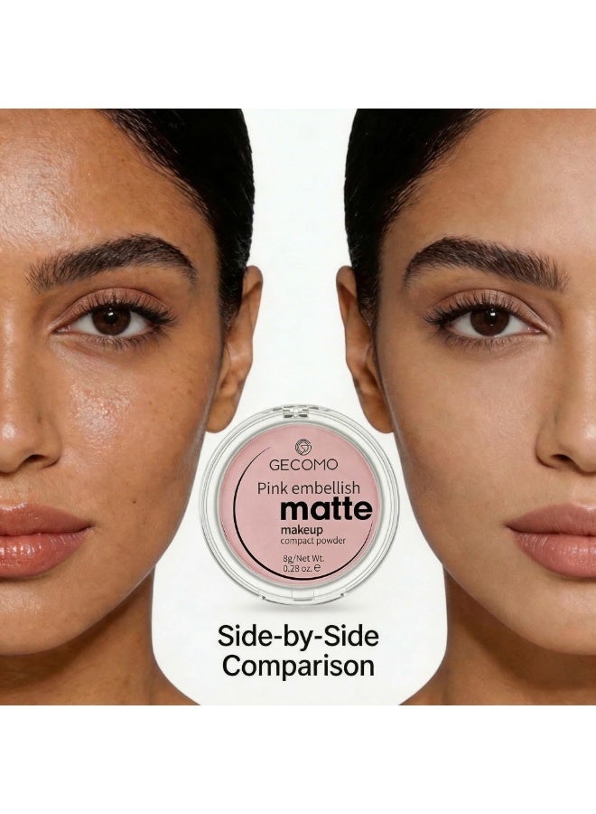 Gecomo Matte Pressed Powder, Long-Lasting Oil Control Face Setting Powder Compact, Waterproof & Pore-Minimizing Finish, 8g - C# Radiant Glow (Shimmer) - Image 5