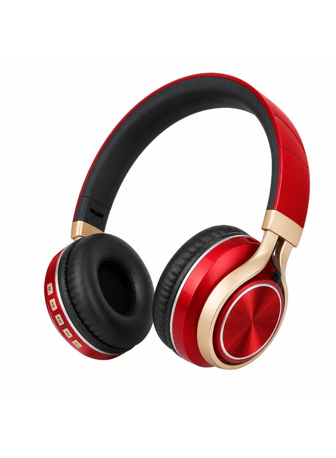 سمارت لينك سماعة رأس لاسلكية SmarTLink SL537BT بلوتوث 5.0 باللون الأحمر مع ميكروفون ومدخل 3.5 مم ودعم بطاقة MicroSD - Image 1
