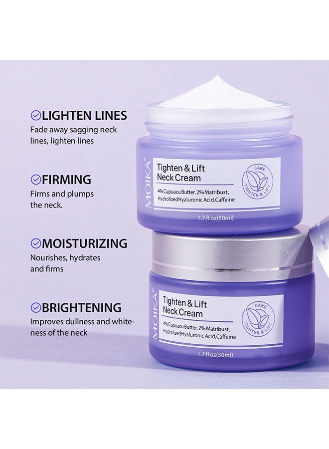 MOIKA Tighten & Lift Neck Cream, With 4% Cupuacu Butter, 2% Matribust Hydrolyzed Hyaluronic Acid & Caffeine, Deeply Hydrates Moisturize & Smooths Reduce Sagging & Wrinkles 50ml - Image 4