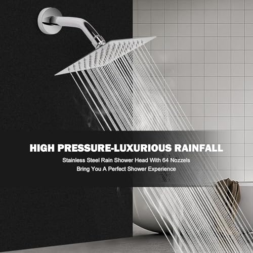 Tudoccy Stainless Steel Shower Steel Shower Head For Bathroom And Slim Overhead Shower - Bathroom Rain Shower & Adjustable Steel Shower For Bathroom, bath shower for bathroom (6 Inch Slim Shower) - Image 5