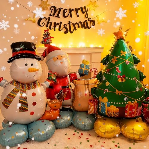 TaTalife Inflatable Christmas Balloons Santa Claus Snowman Christmas Tree Standing Balloons New Year Party Foil Balloons Indoor and Outdoor Decorations - Image 1