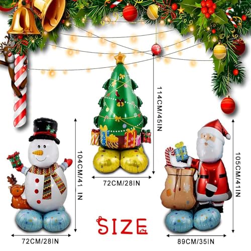 TaTalife Inflatable Christmas Balloons Santa Claus Snowman Christmas Tree Standing Balloons New Year Party Foil Balloons Indoor and Outdoor Decorations - Image 5