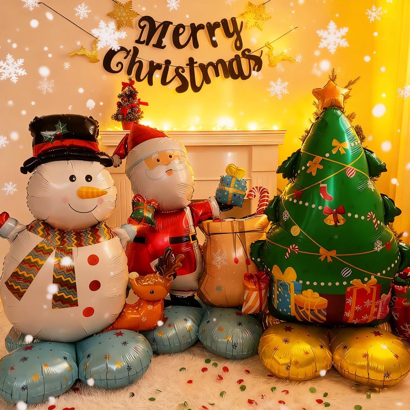 TaTalife Inflatable Christmas Balloons Santa Claus Snowman Christmas Tree Standing Balloons New Year Party Foil Balloons Indoor and Outdoor Decorations - Image 3