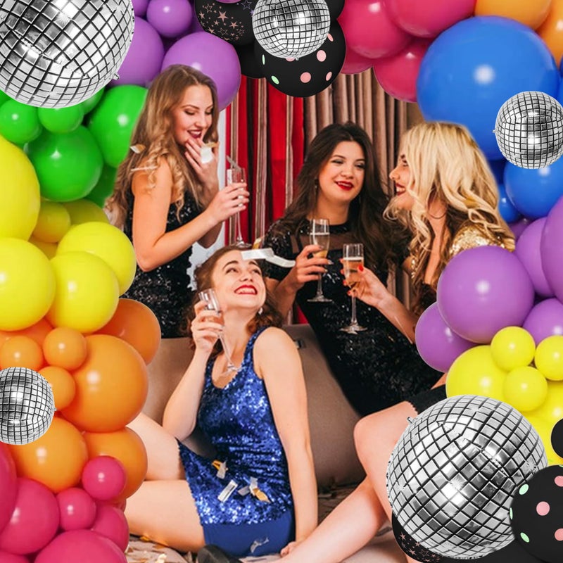 SPFYunion 168PCS Rainbow Balloon Arch Garland Kit Colorful Balloons Disco Neon Balloons for Dark Party Back to 80s 90s Disco Party Decorations Supplies - Image 4