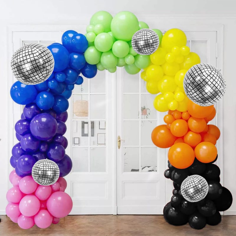 SPFYunion 168PCS Rainbow Balloon Arch Garland Kit Colorful Balloons Disco Neon Balloons for Dark Party Back to 80s 90s Disco Party Decorations Supplies - Image 5
