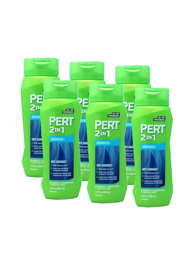 PERT 2 IN 1 Shampoo and Conditioner, Anti-Dandruff, 13.5 Fl. Oz (Pack of 6) - Image 1