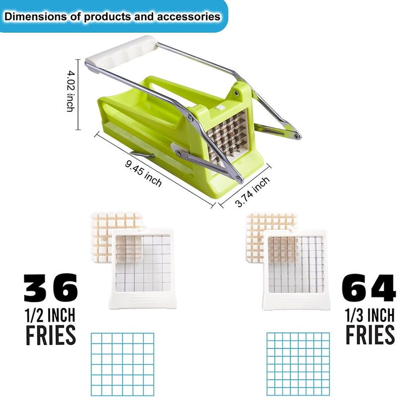 NatldGs French Fry Cutter, Potato Slicer French Fries with 2 Different Sizes Stainless Steel Blades and No-Slip Suction Base for Potatoes Carrots Cucumbers - Image 4