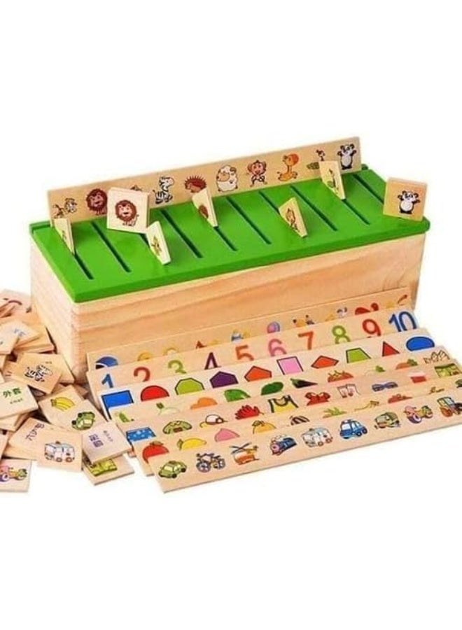 Knowledge Montessori Toys Wooden Color Shape Sorting Box Game Geometric Matching Blocks Early Learning Educational Toy Gift for 3 4 5 Year-Old Baby Toddlers - Image 1