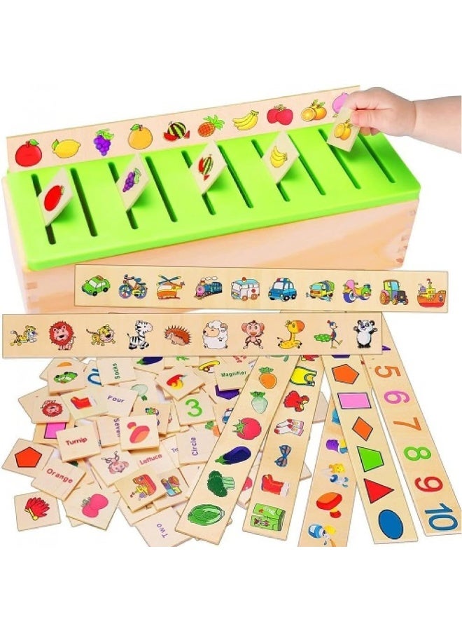 Knowledge Montessori Toys Wooden Color Shape Sorting Box Game Geometric Matching Blocks Early Learning Educational Toy Gift for 3 4 5 Year-Old Baby Toddlers - Image 4