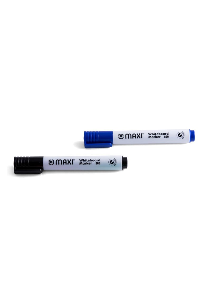 Maxi Maxi Whiteboard Marker Chisel Tip 2pc (Blue,Black) in a Blister Card Writes Clear Wipes Out Instant, Strong Durable Tip - Image 2