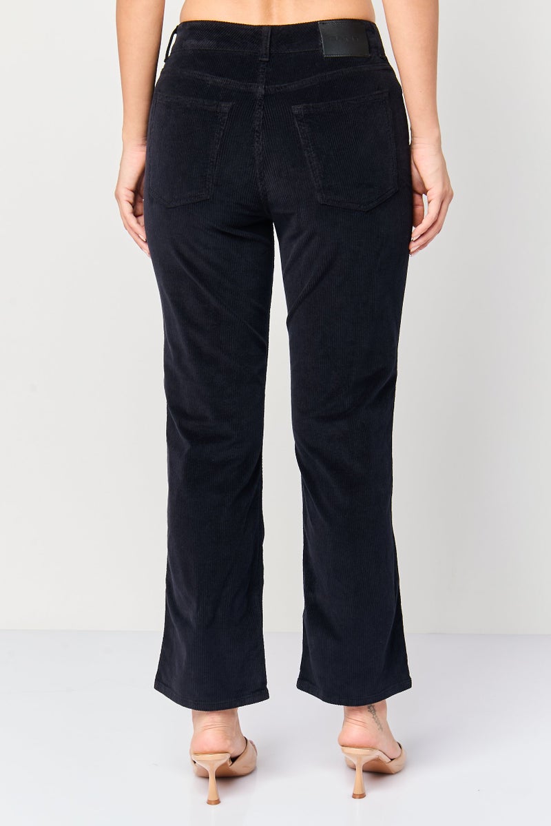 GANT Women Regular Fit Cropped Corduroy Pants, Black - Image 4
