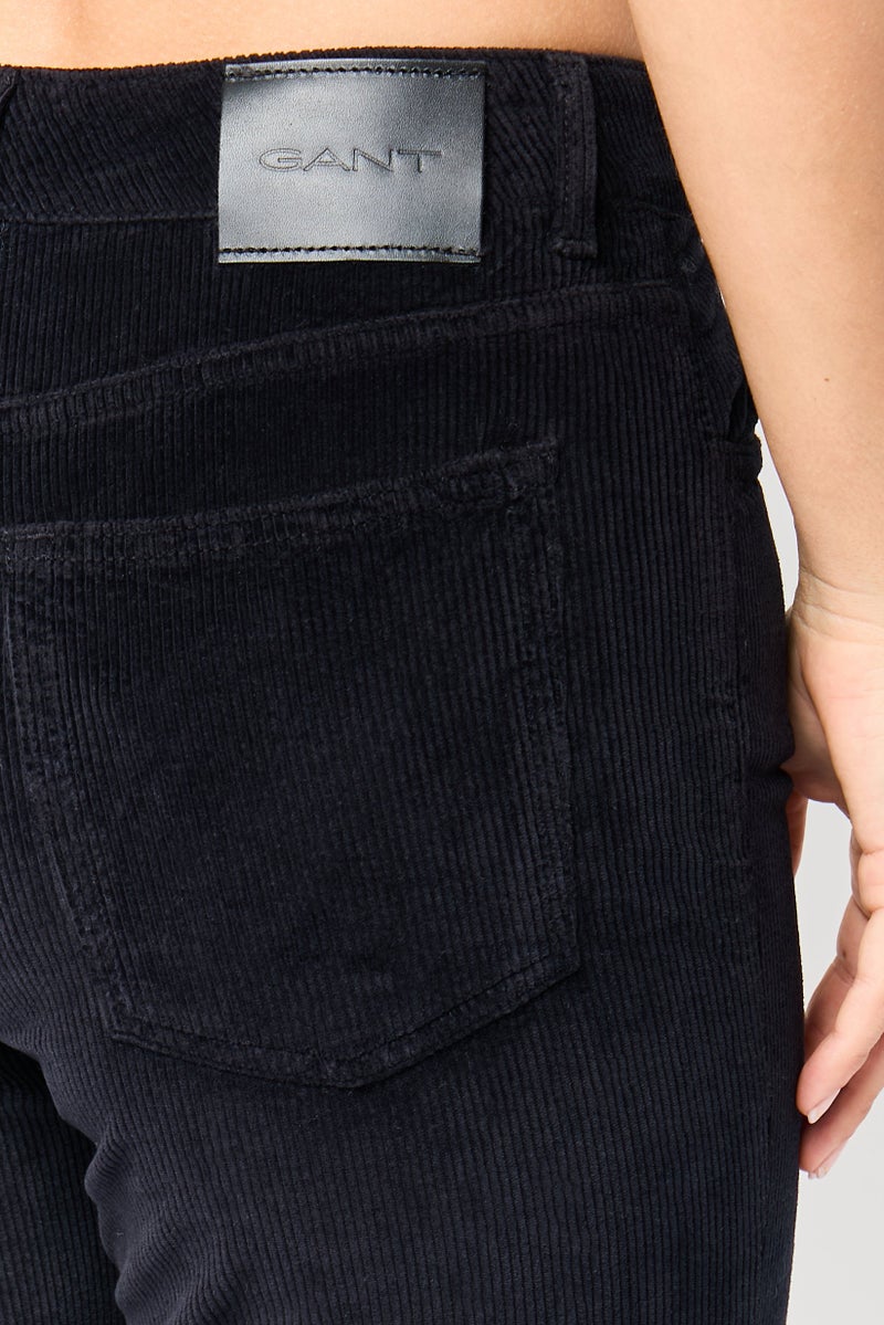 GANT Women Regular Fit Cropped Corduroy Pants, Black - Image 3