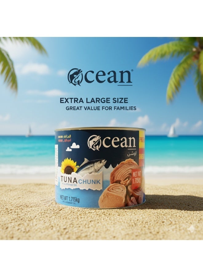 أوشن تونة قطع 1.715 كجم | تونة معلبة طبيعية 100٪ | عالية البروتين وغنية بالأوميجا 3 | جودة ممتازة للطهي والمطاعم - Image 5
