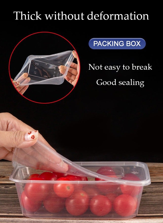 DUNISO 40-Pieces，750 ml Thickened Meal Prep Containers,Reusable Heatable Food Storage Circular Containers WIth Lids For Packing,Storage,17*11*4CM,Clear - Image 5