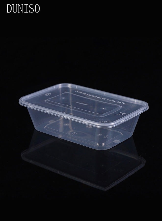 DUNISO 40-Pieces，750 ml Thickened Meal Prep Containers,Reusable Heatable Food Storage Circular Containers WIth Lids For Packing,Storage,17*11*4CM,Clear - Image 2