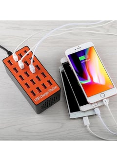 20-Port Wall Charger Smart USB HUB Black/Orange