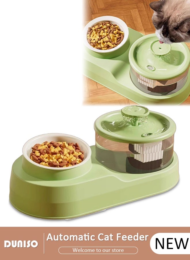 DUNISO 2 in 1 Pet Feeder and Waterer, Automatic Cat Feeder, Pet Feeder and Water Dispenser Set for Indoor, Pet Food Bowl Water Dispenser for Cats Small Size Dogs, Cat Food Bowl and Automatic Water Dispenser Set for Pets - Image 1
