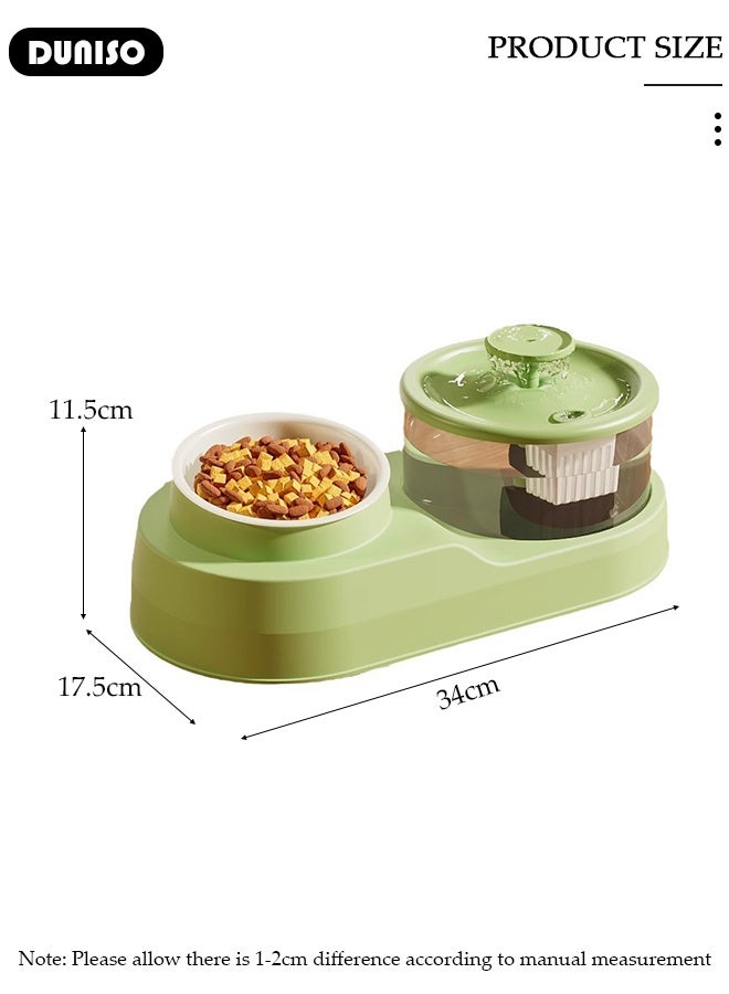 DUNISO 2 in 1 Pet Feeder and Waterer, Automatic Cat Feeder, Pet Feeder and Water Dispenser Set for Indoor, Pet Food Bowl Water Dispenser for Cats Small Size Dogs, Cat Food Bowl and Automatic Water Dispenser Set for Pets - Image 2
