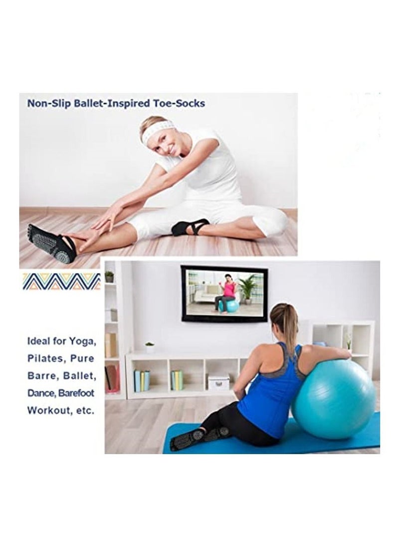 Generic Yoga Socks for Women with Grips, Non-Slip Five Toe Socks for Pilates/Barre/Ballet/Fitness (6 Pairs)  - Image 3