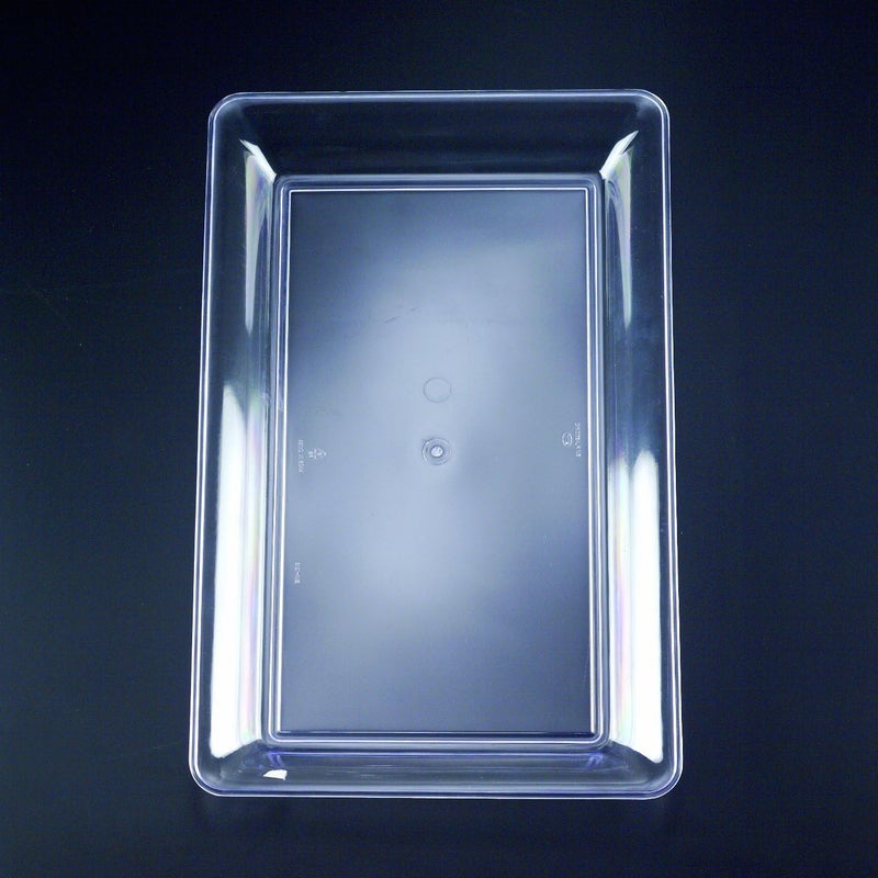 4 Rectangle Clear Plastic Serving Trays - Heavy Duty 12" x 18" Platters for Food, Decorative, Wedding, Party - Great Disposable