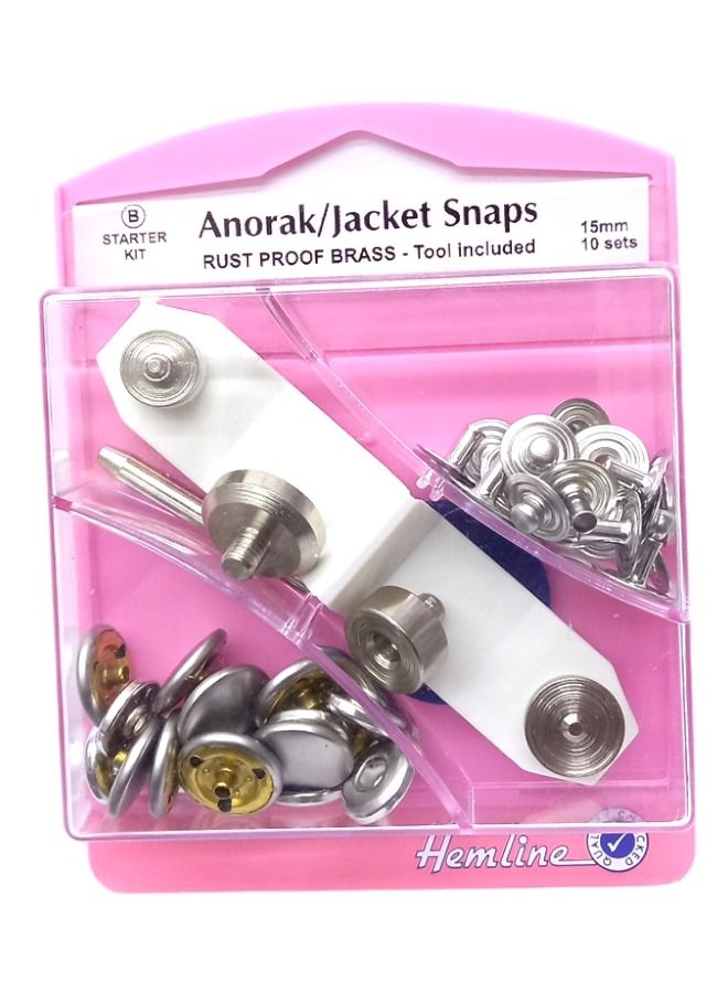 Hemline 10 Sets Jacket Snaps Button Rust Proof Brass Tool Included 15 Millimeter - Image 3