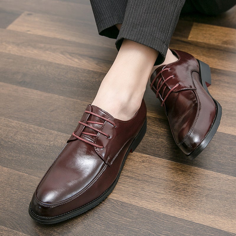 Leather Shoes Men'S Business Dress Shoes Korean Pointed Trendy Shoes Groom'S Wedding Derby Shoes - Image 2