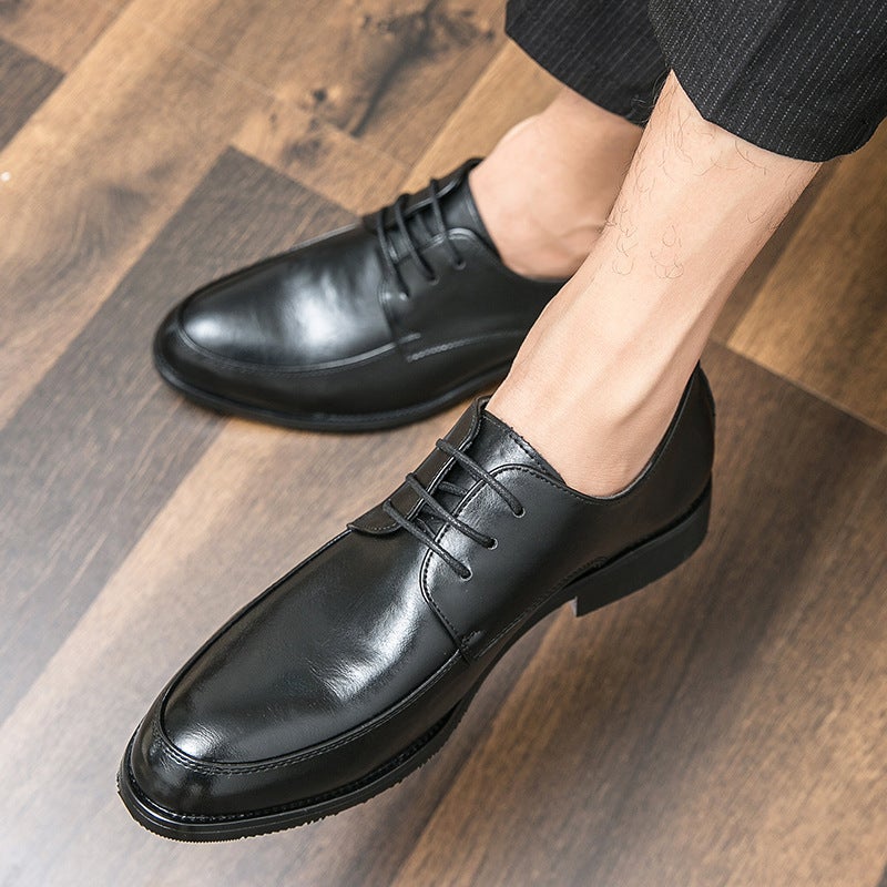 Leather Shoes Men'S Business Dress Shoes Korean Pointed Trendy Shoes Groom'S Wedding Derby Shoes - Image 4