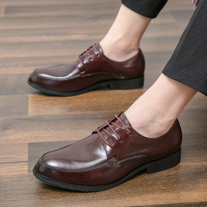 Leather Shoes Men'S Business Dress Shoes Korean Pointed Trendy Shoes Groom'S Wedding Derby Shoes - Image 1