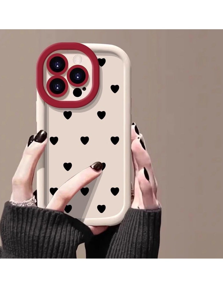 NIBEMINENT Full Screen Hearts Protective TPU Case Cover For iPhone 15 Pro, White