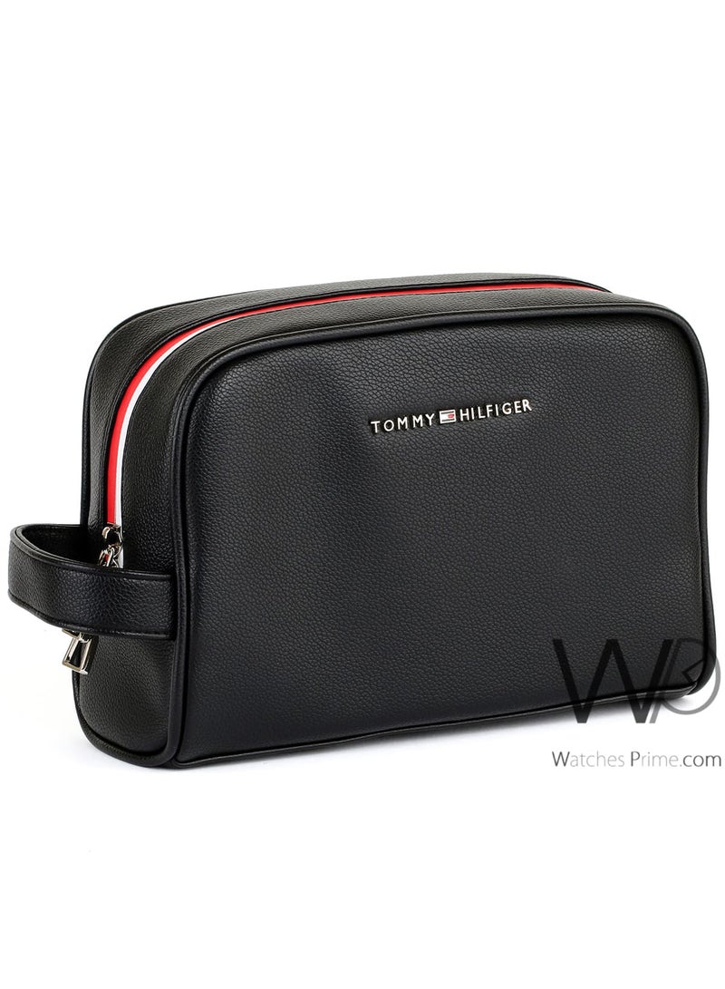 Tommy Icons حقيبة يد جلدية سوداء للرجال شنطة من تومي هيلفيغر - Image 4