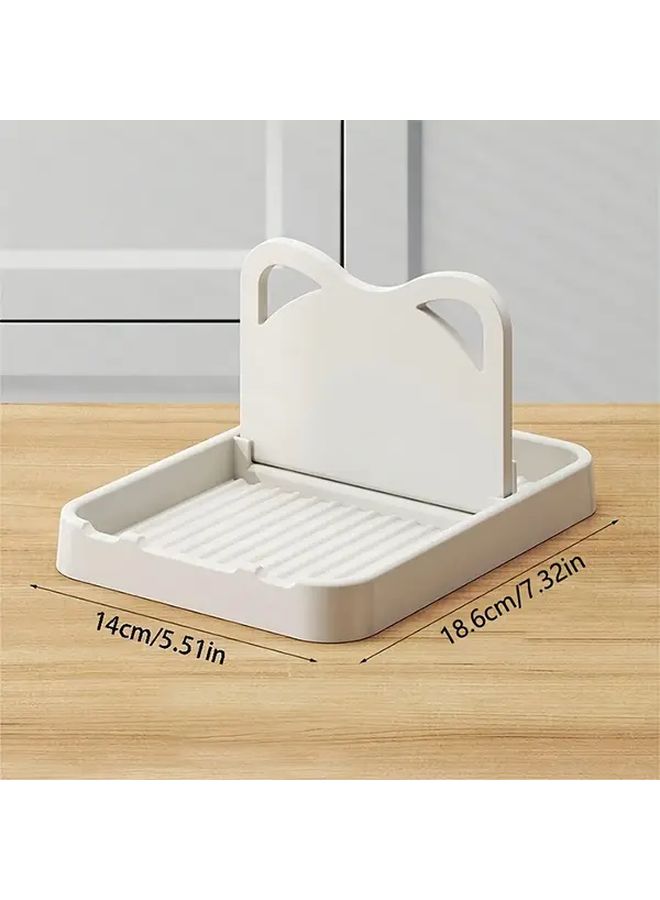 Beige Foldable Cat Ear Pot Cover Rack Stand For Spoons Lids Cutting Boards - Image 5