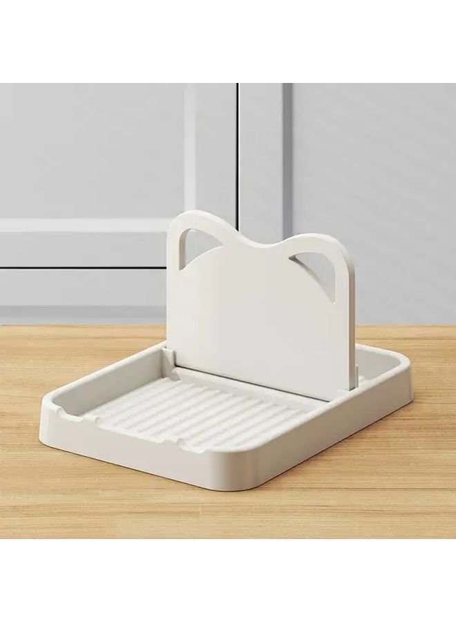 Beige Foldable Cat Ear Pot Cover Rack Stand For Spoons Lids Cutting Boards - Image 4