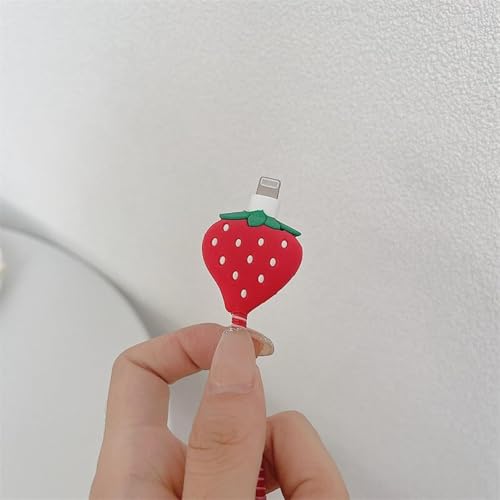 CERLINK Cable Protector for Apple iPhone Charger 20W/18W Type C, 3D Cute Cartoon Case Adaptor Cover Full Cable Connection Protectors Protective Protection Wire Sleeves Guard (Strawberry) - Image 2