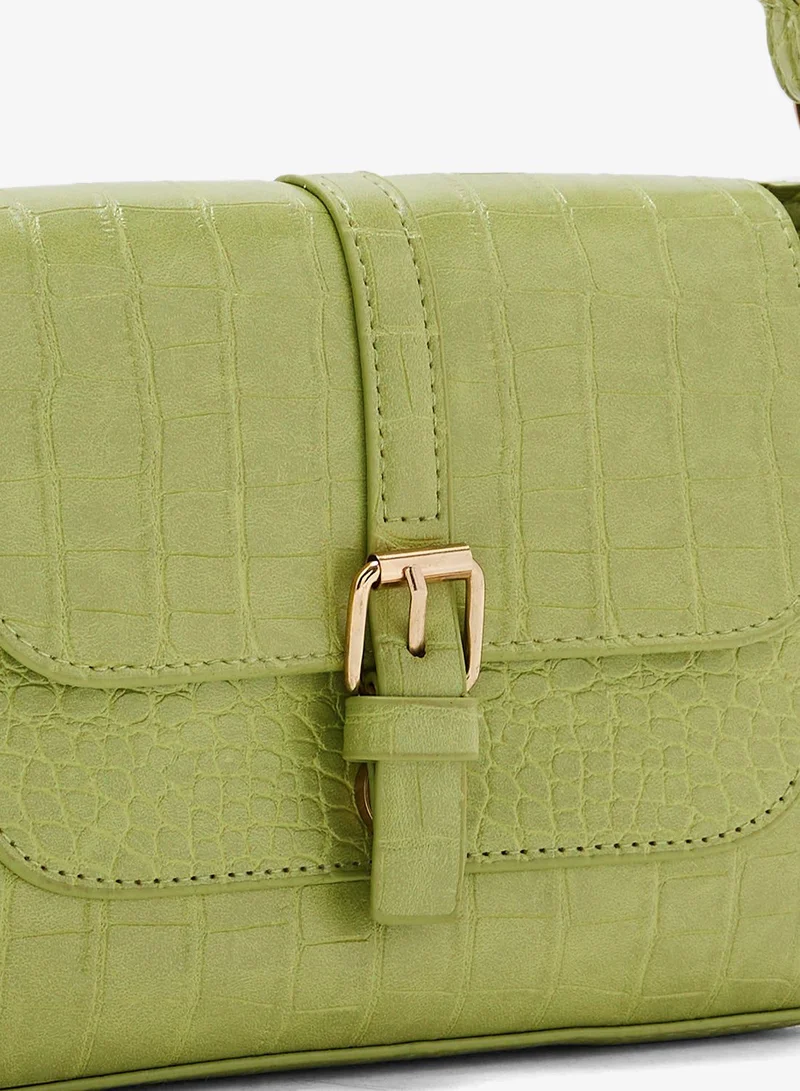 Ella Green Croc Detail Mini Crossbody Bag for Women | Best Price UAE