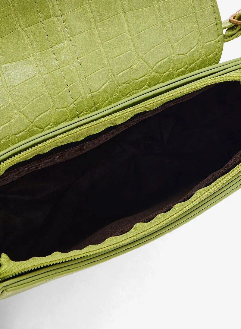 Ella Green Croc Detail Mini Crossbody Bag for Women | Best Price UAE