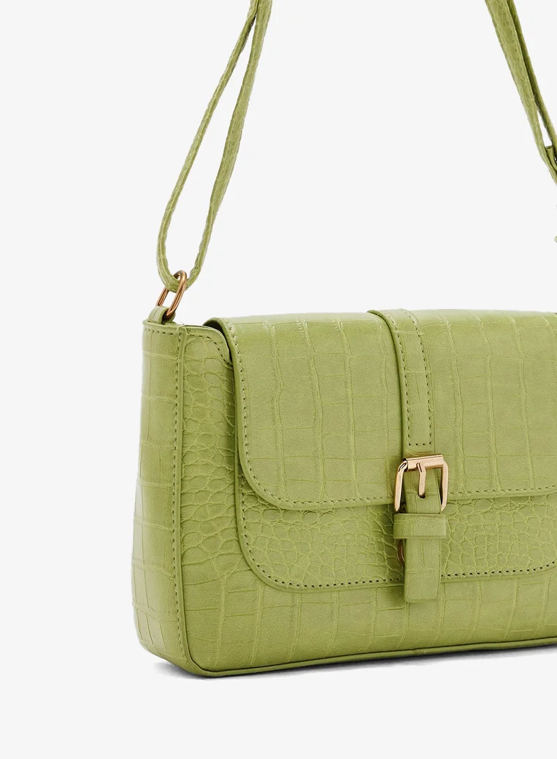 Ella Green Croc Detail Mini Crossbody Bag for Women | Best Price UAE