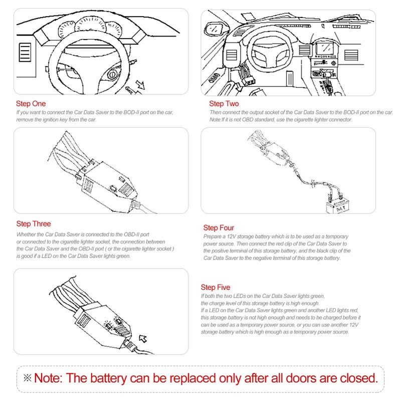 Car Memory Data Saver Automotive Emergency Power Supply Cable Battery Cable OBDII Memory Saver Connector - Image 4