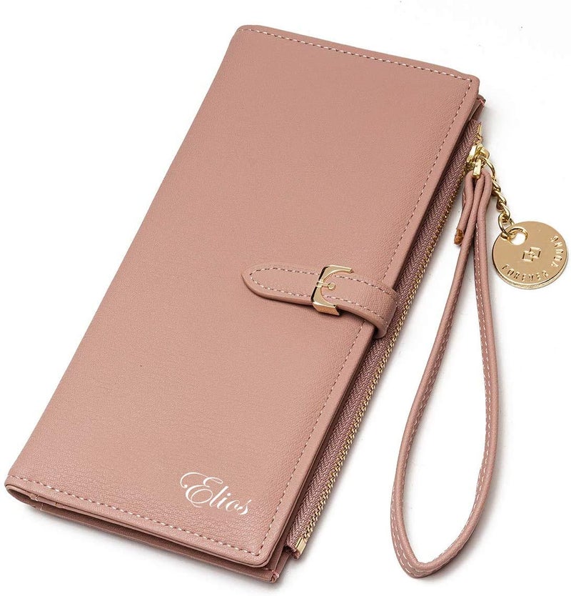 Elios Women Long Soft Leather Wallet Zip Purse Multifunction Organizer Card Holder Clutch with Phone Pocket - Image 1