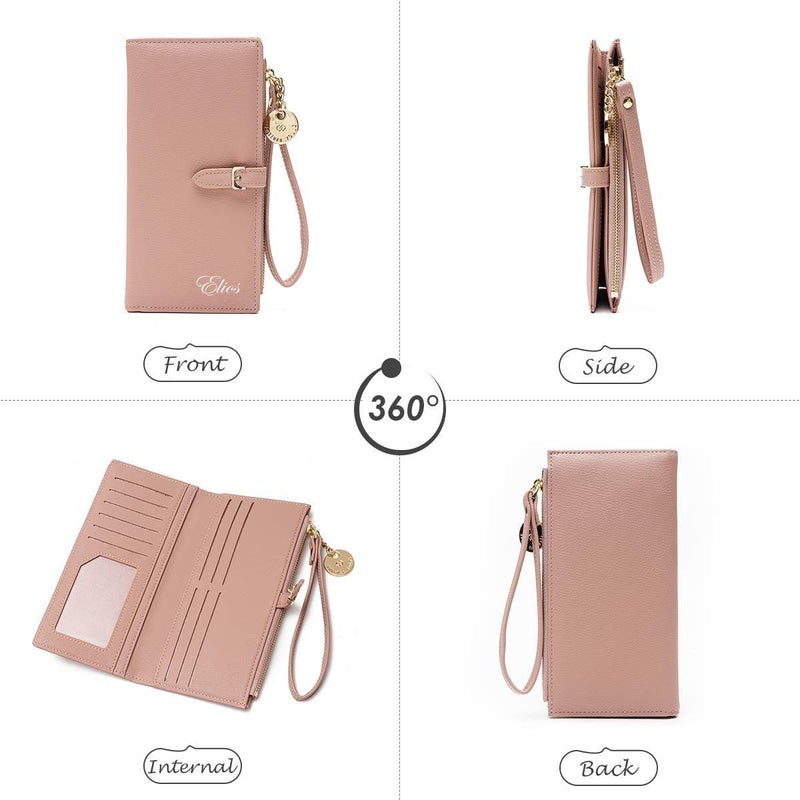 Elios Women Long Soft Leather Wallet Zip Purse Multifunction Organizer Card Holder Clutch with Phone Pocket - Image 5