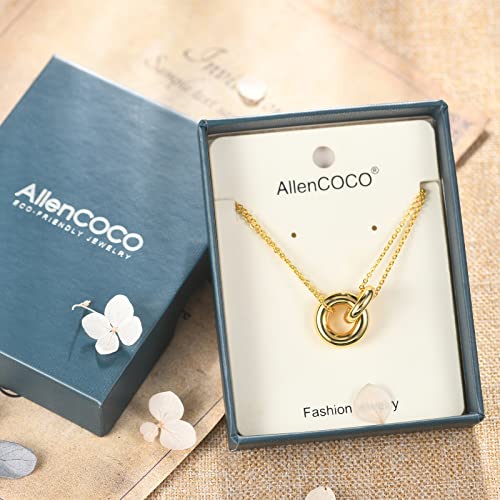 AllenCOCO Dainty Gold Necklace for Women Trendy, Cute Sister Necklaces, 14k Gold Plated S925 Sterling Silver Interlocking Circle Necklace for Women Non Tarnish Friendship Necklace Gift - Image 4
