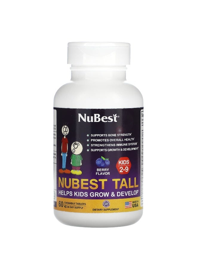 NuBest NuBest, Tall, Kids 2-9, Berry, 60 Chewable Tablets  - Image 1