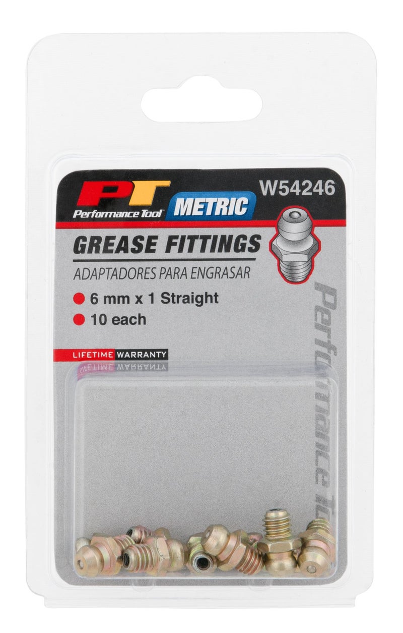 Performance Tool W54246 6mm x 1mm Grease Fitting, (Pack of 10) - Image 1