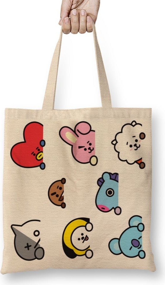 Baskı Dükkanı Print Shop BT21 Bts Cloth Bag Long Handle 