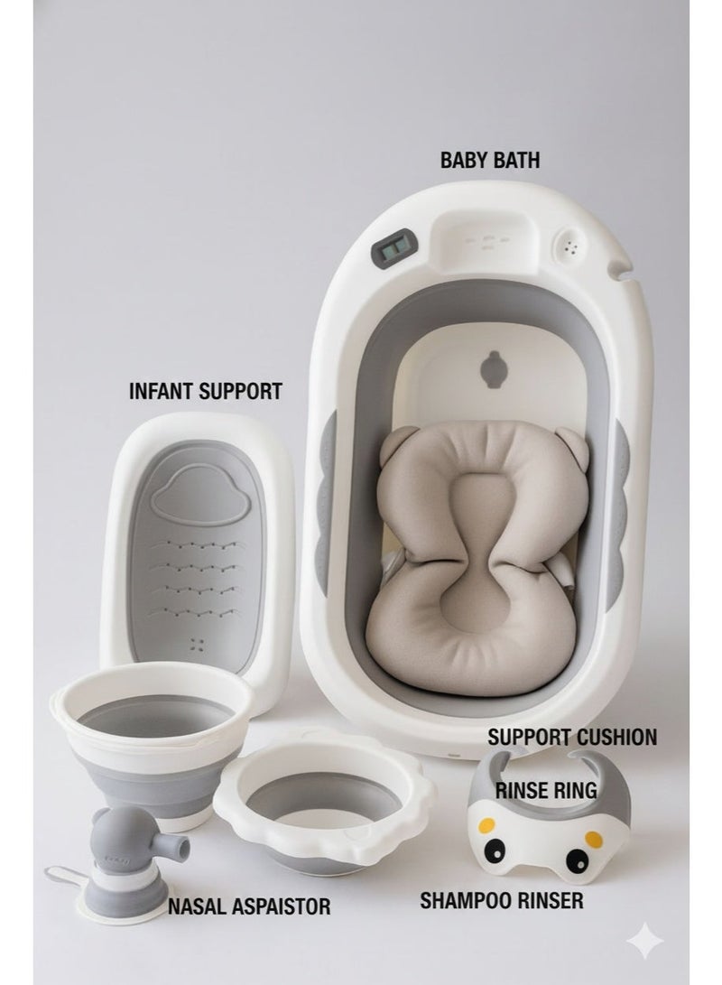 ضحكة  حوض استحمام للأطفال  ٦ قطع مزود بقياس لدرجة الحرارة منذ الولادة حتى ٣ سنوات - Image 1
