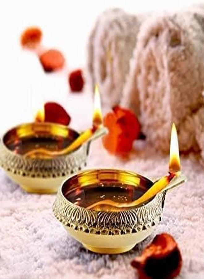 MISAA URNS Kuber Diya & Pooja Deepak | Elegant Brass Oil Lamps for Diwali Decorations, Religious Ceremonies, Home Decor, and Festive Lighting Brass Diwali Diya Set of (10) - Image 3