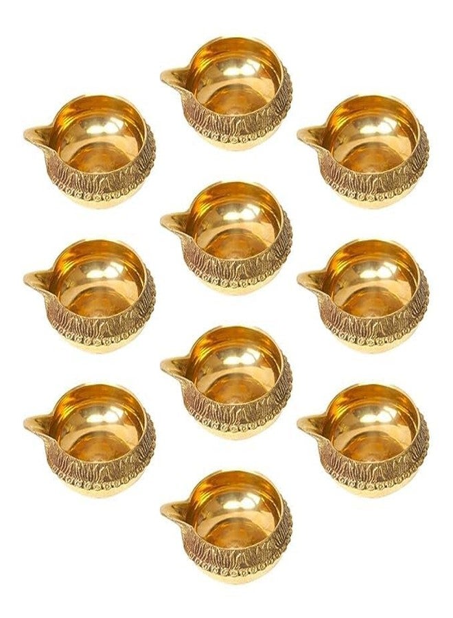 MISAA URNS Kuber Diya & Pooja Deepak | Elegant Brass Oil Lamps for Diwali Decorations, Religious Ceremonies, Home Decor, and Festive Lighting Brass Diwali Diya Set of (10) - Image 1